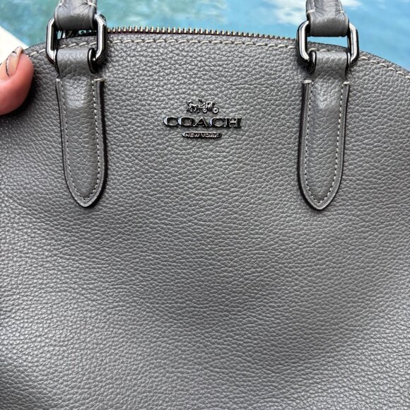 Coach Pebbled Leather Quinn Satchel – Grey Structured Handbag - Picture 5 of 17